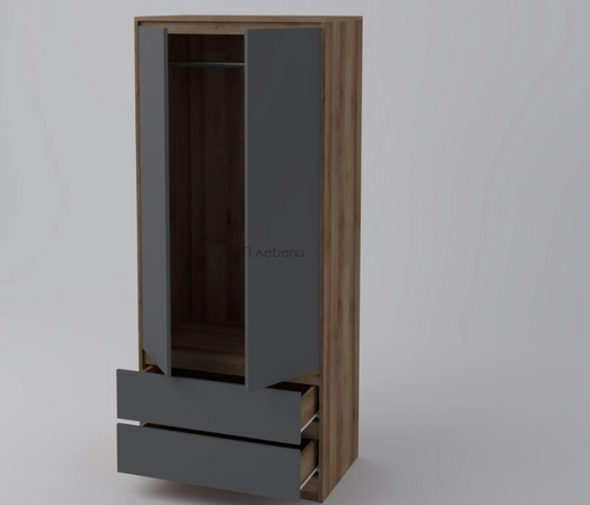 Двукрилен гардероб Буум 2Д артисан/сиво