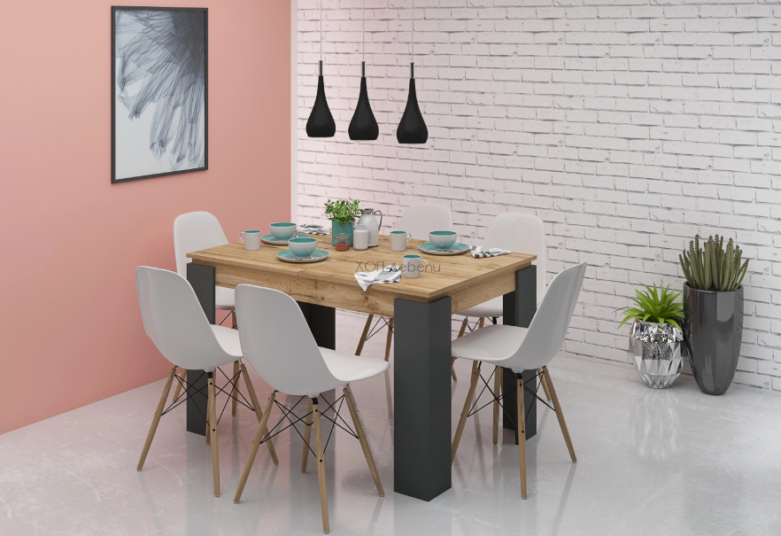 Кухненска маса 80/120 - дъб вотан/графит