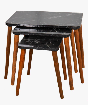 NAPOLI M14 черен мрамор с орех крака