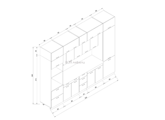 Кухня Марта лукс 3,2 м. - златен дъб / бежов гланц