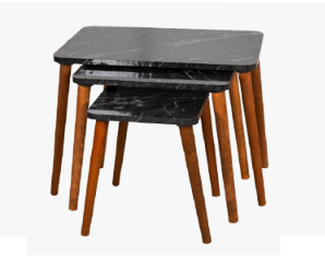 NAPOLI M14 черен мрамор с орех крака